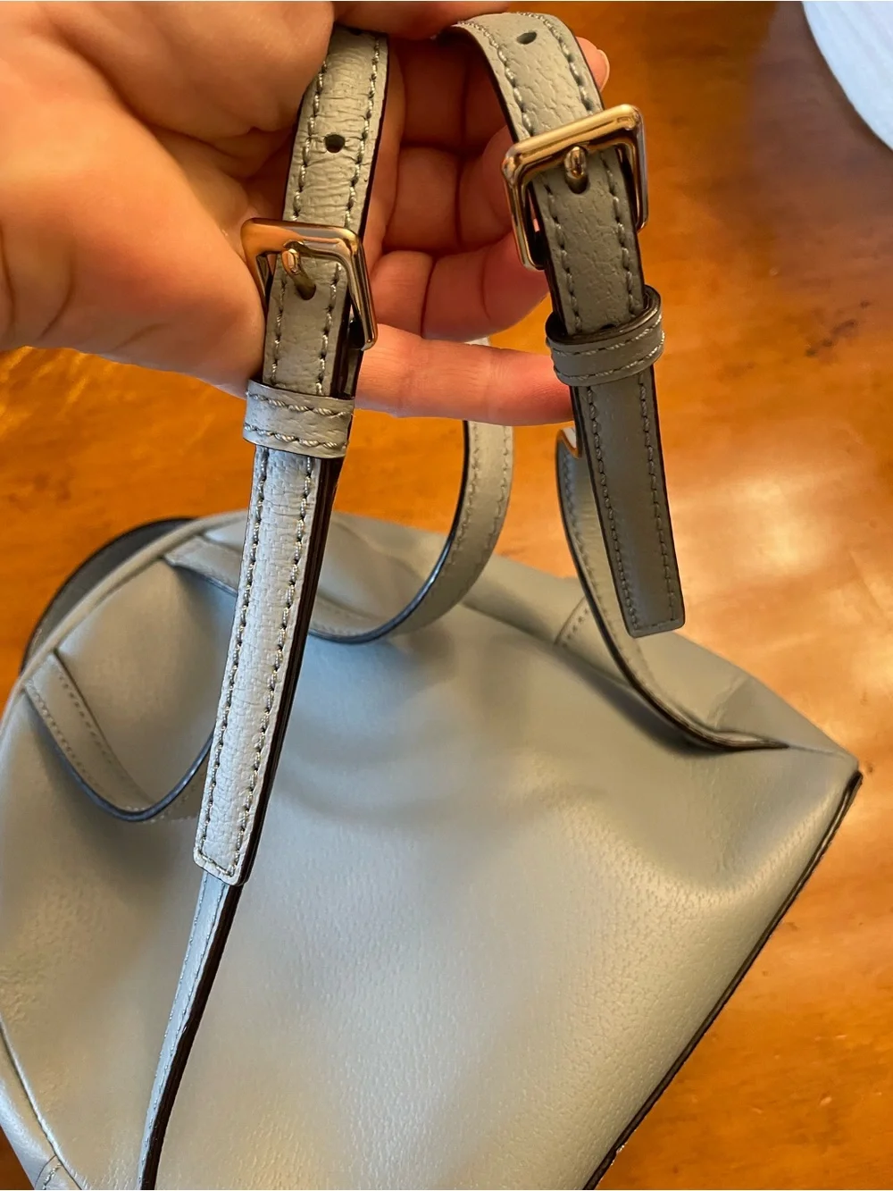 kate spade Light Blue Pebble Leather Mini Backpack with Gold Hardware